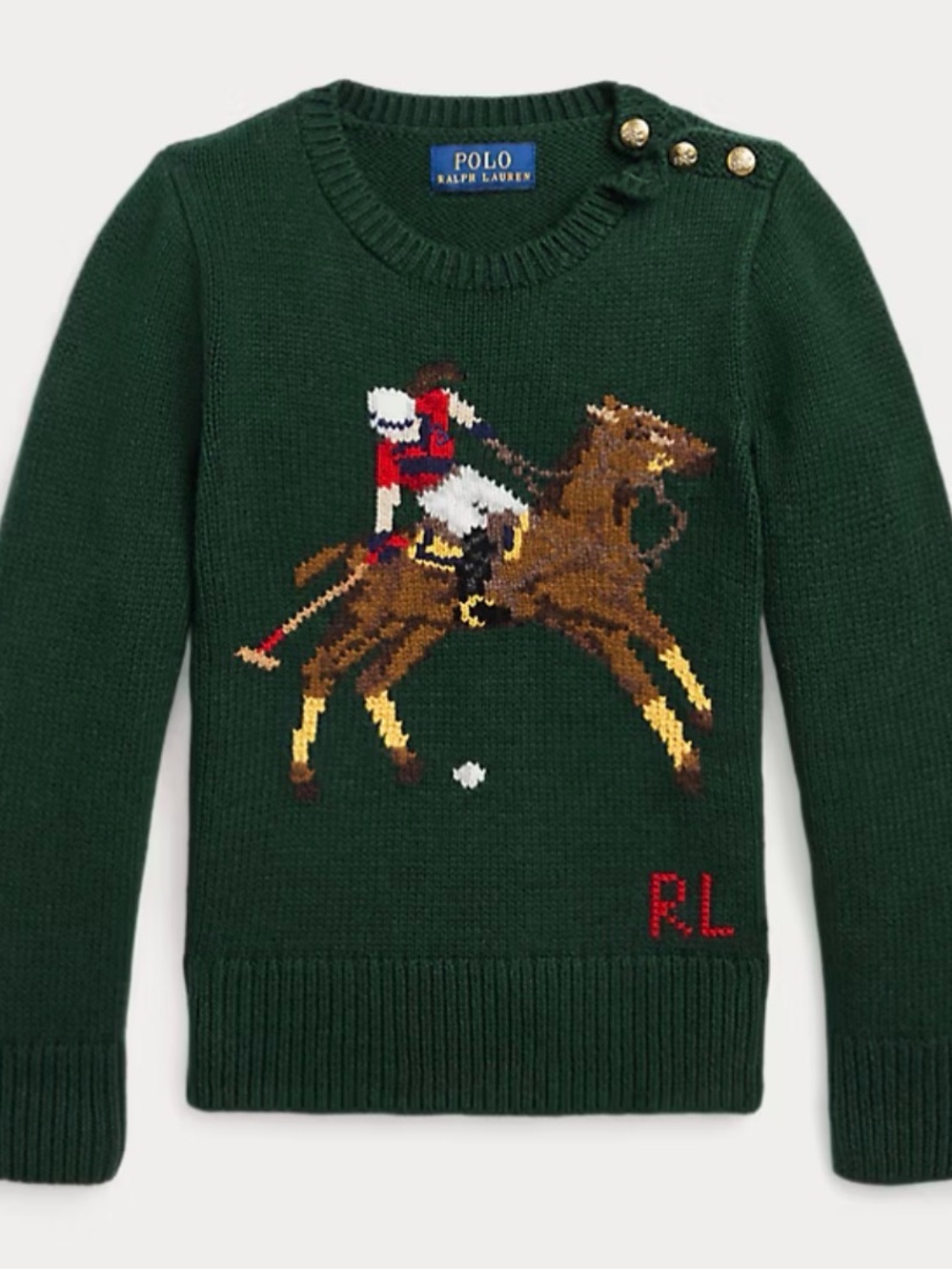 Polo by Ralph Lauren Green Polo Player Intarsia Sweater 3t